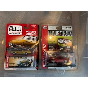 Auto World 1:64 1973 Dodge Challenger Rallye & 2011 Hennessey Camaro Diecast Lot